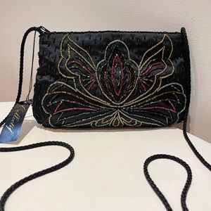 Deadstock/Old Stock Vintage 80s  Collectif Black Beaded Crossbody